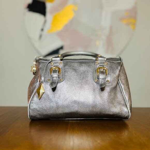 Steve Madden Pewter Metallic "Doctor Bag" with Gold hardware - Picture 1 of 12